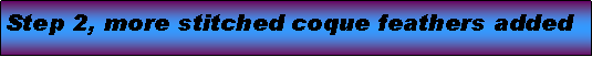 Text Box: Step 2, more stitched coque feathers added
